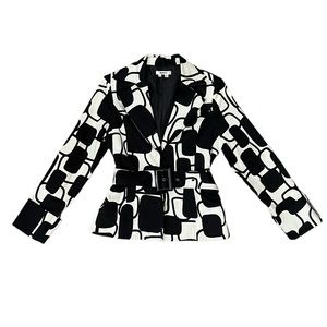 Retro 70's Inspired Blazer Black & White Geometric